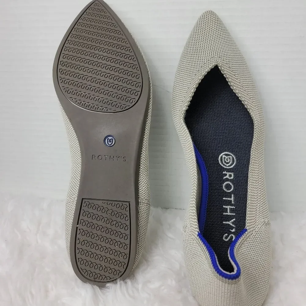 Rothy’s Flax Birdseye Womens Size 8.5  Light Grey Pointed Flats Retired